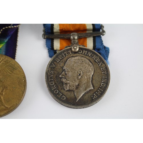 469 - 2 x WW1 Medal Pair & Original Long Ribbons