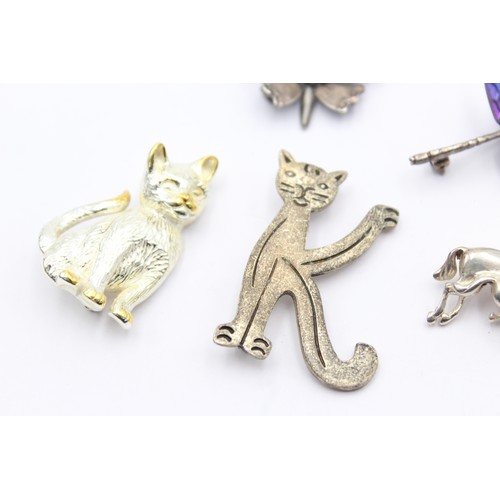 474 - 5 x .925 animal themed brooches (35g)