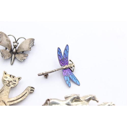 474 - 5 x .925 animal themed brooches (35g)