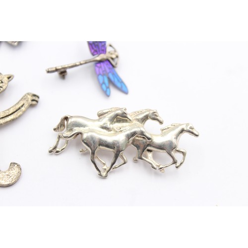 474 - 5 x .925 animal themed brooches (35g)