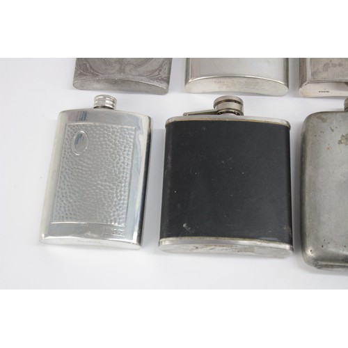 477 - 12 x Vintage BREWERIANA Hip Flasks Inc. Tartan, Pewter, Engraved Etc.