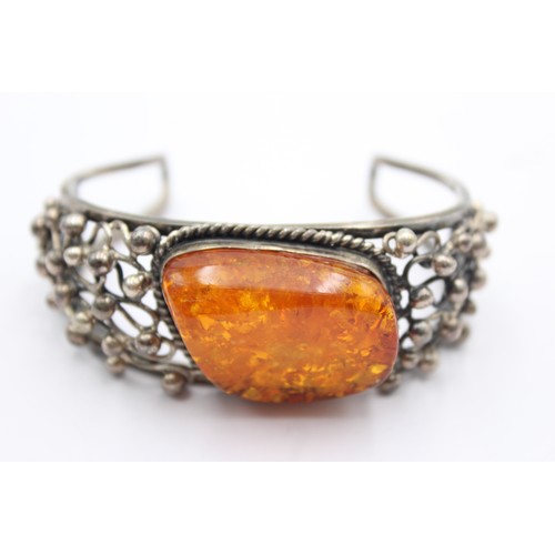 486 - 2 x .925 amber set jewellery (67g)