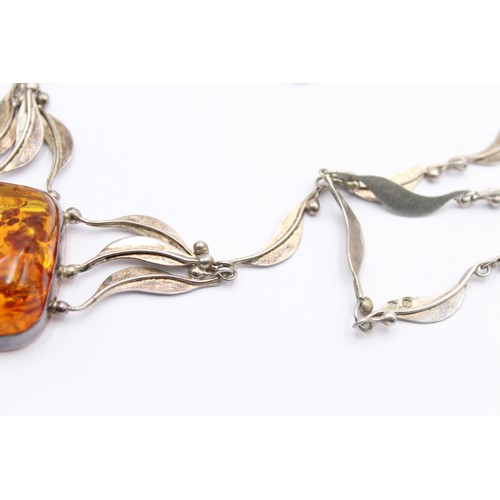 494 - .925 statement amber set necklace (35g)