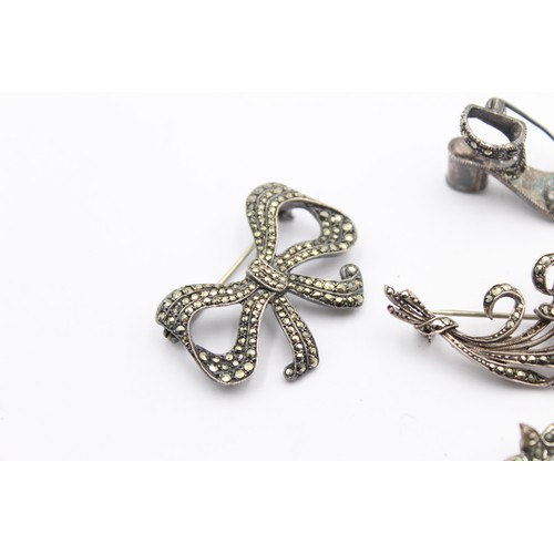 506 - 6 x .800, .925 marcasite set brooches (34g)