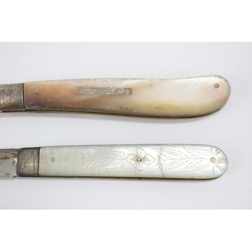 521 - 2 x Antique .925 STERLING SILVER Fruit Knives (48g)