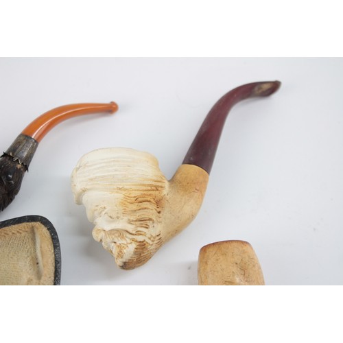 541 - 4 x Antique/Vintage MEERSCHAUM Estate Smoking Pipes Inc Cased, Carved, Claw