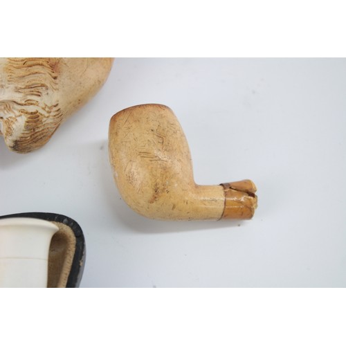 541 - 4 x Antique/Vintage MEERSCHAUM Estate Smoking Pipes Inc Cased, Carved, Claw