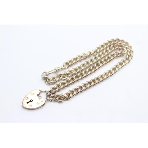 558 - .925 curb link necklace conversion with heart padlock clasp and two dog clips (56g)