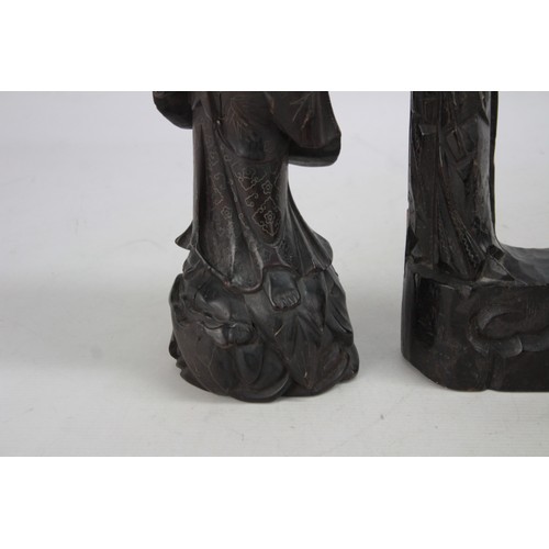 560 - 4 x Vintage ORIENTAL Carved Wooden Statues / Ornaments