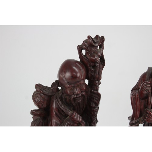 564 - 2 x Vintage CHINESE Carved Wooden Statues