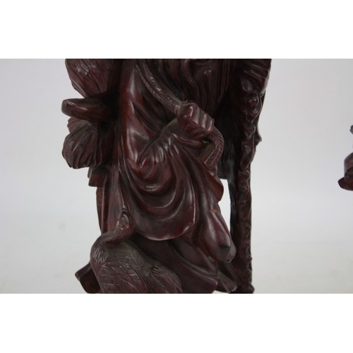 564 - 2 x Vintage CHINESE Carved Wooden Statues