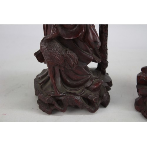 564 - 2 x Vintage CHINESE Carved Wooden Statues