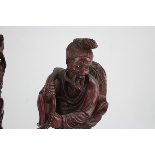 564 - 2 x Vintage CHINESE Carved Wooden Statues