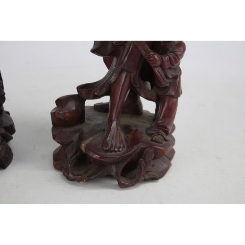 564 - 2 x Vintage CHINESE Carved Wooden Statues