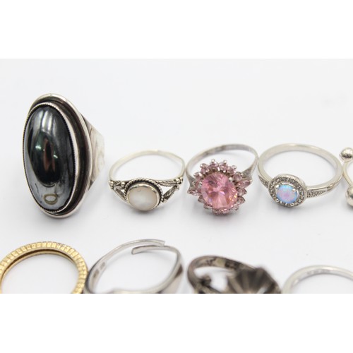 578 - 14 x .925 assorted rings including gemstone set (56g)