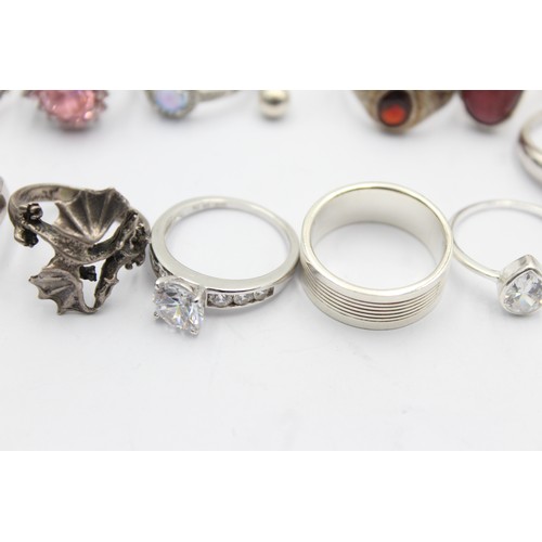 578 - 14 x .925 assorted rings including gemstone set (56g)