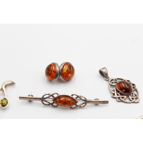 590 - 6 x .925 amber set jewellery (33g)