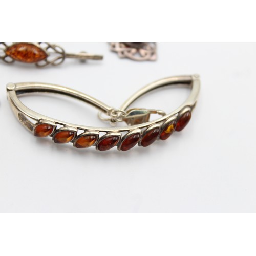 590 - 6 x .925 amber set jewellery (33g)