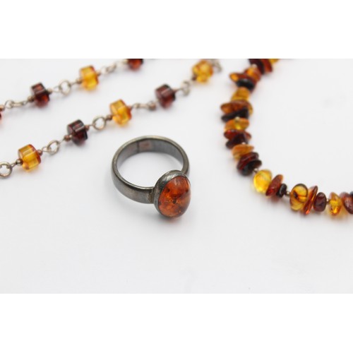 598 - 4 x .925 amber set jewellery (24g)