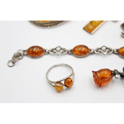 602 - 6 x .925 amber set jewellery (63g)