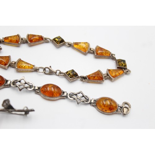 602 - 6 x .925 amber set jewellery (63g)