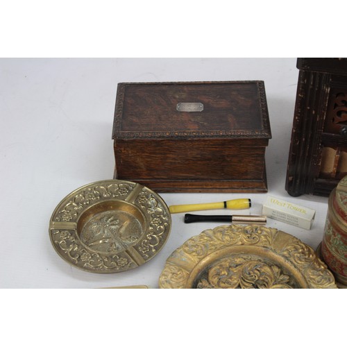 608 - 25 x Assorted TOBACCIANA Inc Brass, Wooden Cigar Boxes, Ash Trays Etc