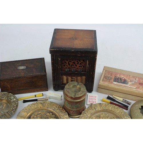 608 - 25 x Assorted TOBACCIANA Inc Brass, Wooden Cigar Boxes, Ash Trays Etc