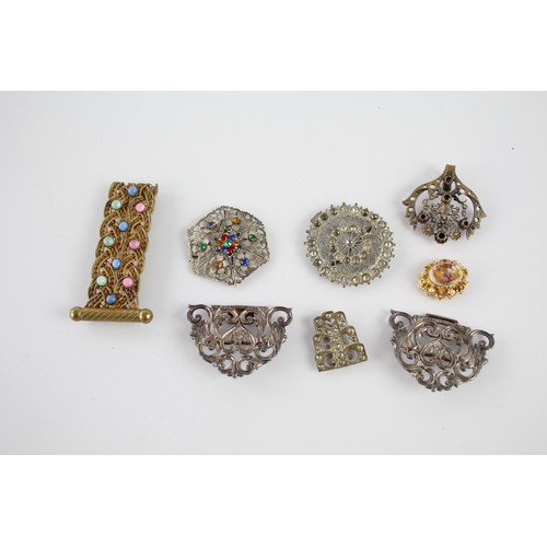 612 - 10 x Assorted Vintage BELT BUCKLES Inc Sets, Faux Pearl