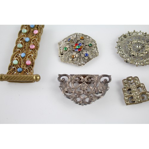 612 - 10 x Assorted Vintage BELT BUCKLES Inc Sets, Faux Pearl