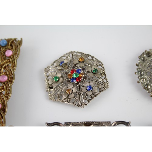 612 - 10 x Assorted Vintage BELT BUCKLES Inc Sets, Faux Pearl