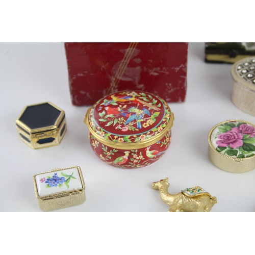 620 - 11 x Assorted Vintage PILL / TRINKET BOXES Inc Enamel, Porcelain, Boxed