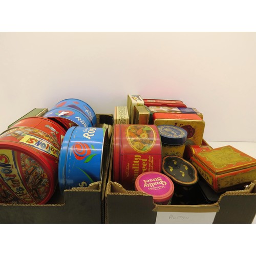 115 - TWO BOXES OF ASSORTED TINS