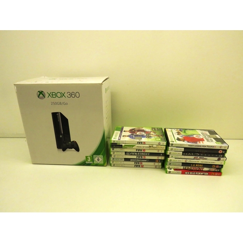 123 - BOXED XBOX 360 CONSOLE AND 16 GAMES