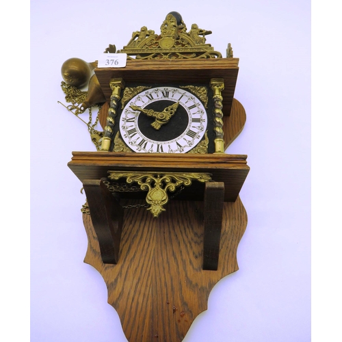 30 - VINTAGE DUTCH FRANZE HERMLE ZAANSE WALL CLOCK WITH BRASS WEIGHTS