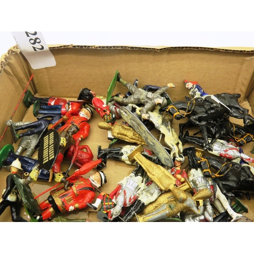 282 - A QUANTITY OF METAL TOY SOLDIERS INCLUDES BRITAINS