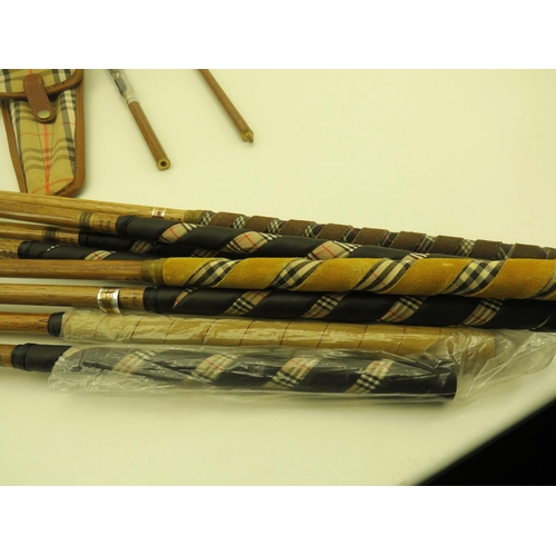 285 - COLLECTION OF GENUINE BURBERRY GOLF CLUBS AND BALLS - 9 GOLF CLUBS HANDMADE IN ST ANDREWS FOR BURBER... 