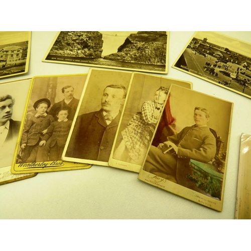 160 - SELECTION OF ANTIQUE BLACK AND WHITE PHOTOGRAPHS AND CABINET CARDS