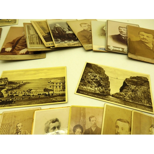 160 - SELECTION OF ANTIQUE BLACK AND WHITE PHOTOGRAPHS AND CABINET CARDS