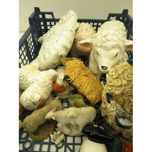 164 - TRAY OF SHEEP ORNAMENTS CRUET SET ETC