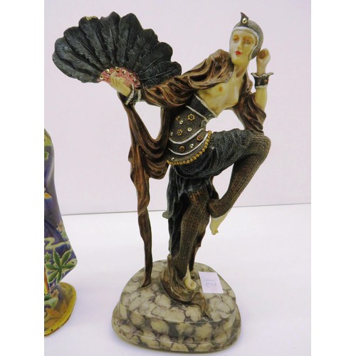 51 - ART DECO TOSCANO FAN DANCER FIGURINE AND VINTAGE JAPANESE LADY FIGURINE