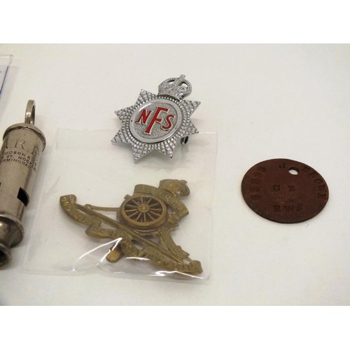 10 - AIR RAID WWII WHISTLE, DEFENCE MEDAL AND BADGES