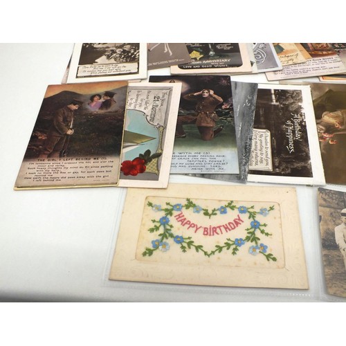 13 - 50 x OLD POSTCARDS INCLUDING WWI, GREETINGS, SOLDIERS