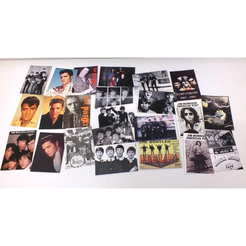 29 - POP MUSIC POSTCARDS - THE BEATLES, ELVIS, SEX PISTOLS, ROLLING STONES, LED ZEPPELIN, APPROXIMATELY 2... 