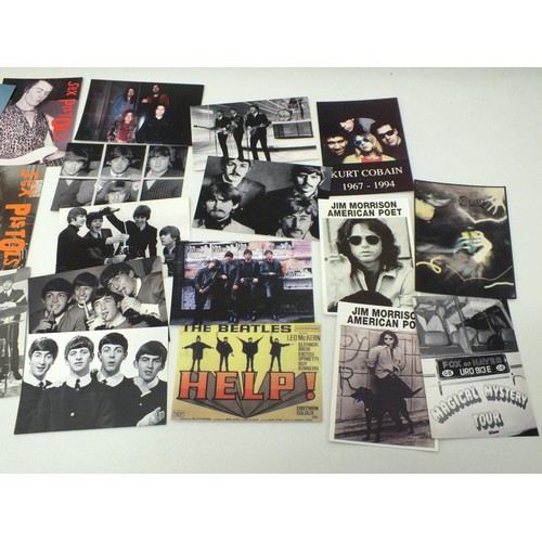 29 - POP MUSIC POSTCARDS - THE BEATLES, ELVIS, SEX PISTOLS, ROLLING STONES, LED ZEPPELIN, APPROXIMATELY 2... 