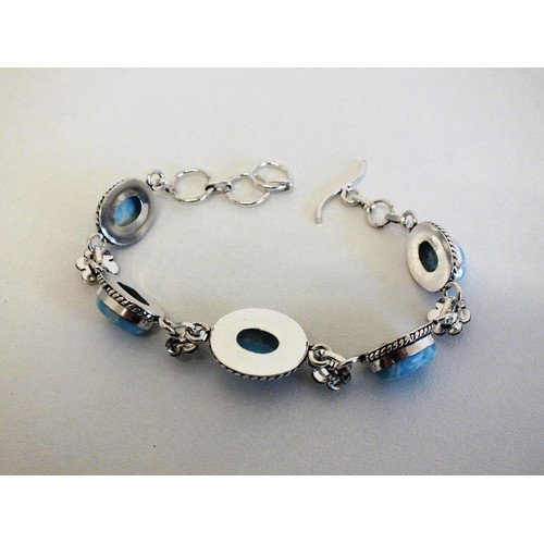 142 - 925 SILVER LARIMAR GEMSTONE BRACELET