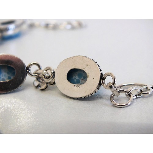 142 - 925 SILVER LARIMAR GEMSTONE BRACELET