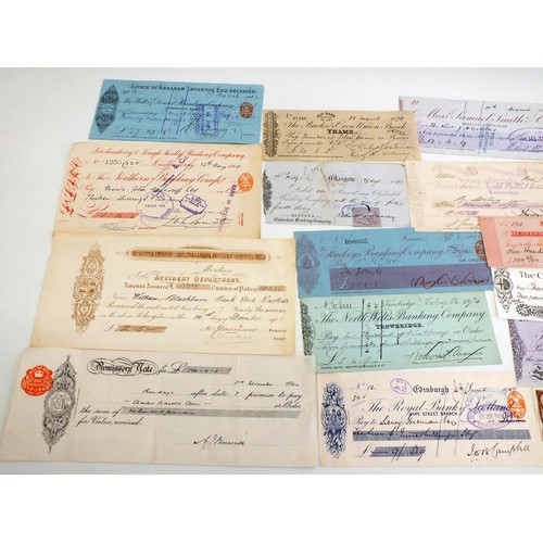 91 - 20 x ANTIQUE VINTAGE CHEQUES