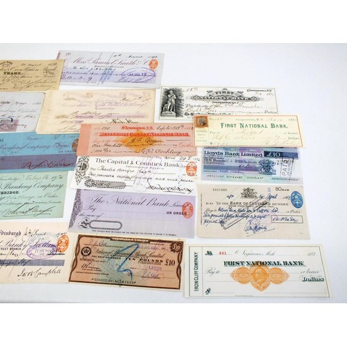 91 - 20 x ANTIQUE VINTAGE CHEQUES