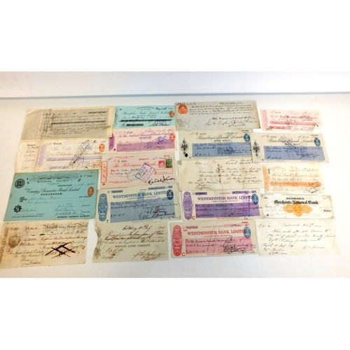 93 - 20 x ANTIQUE VINTAGE CHEQUES