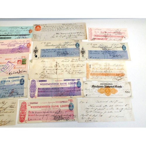 93 - 20 x ANTIQUE VINTAGE CHEQUES